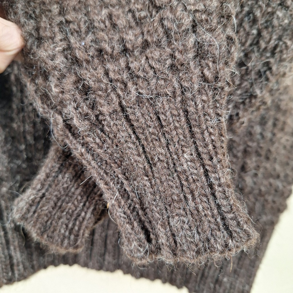 Orvis Vtg Wool Fisherman Sweater Diamond Cable Knit Ultra Heavy Chunky XL - Picture 5 of 7
